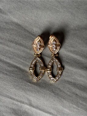 Gold Tone Crystal Drop Earrings - Women Jewelry